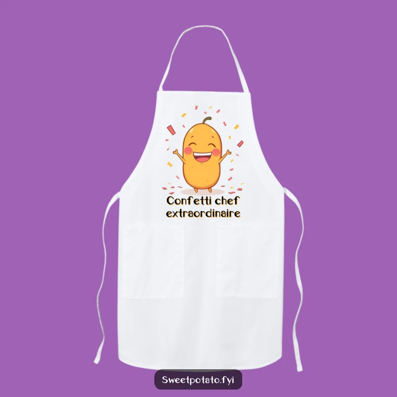 Funny Confetti Sweet Potato Apron: Excited Spud Party Chef's Wear, Ideal Funny Gift