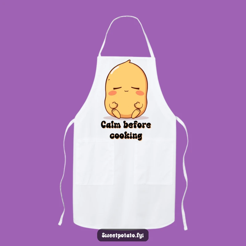 Funny Meditating Sweet Potato Apron: Calm Peaceful Character, Kitchen Funny Gift