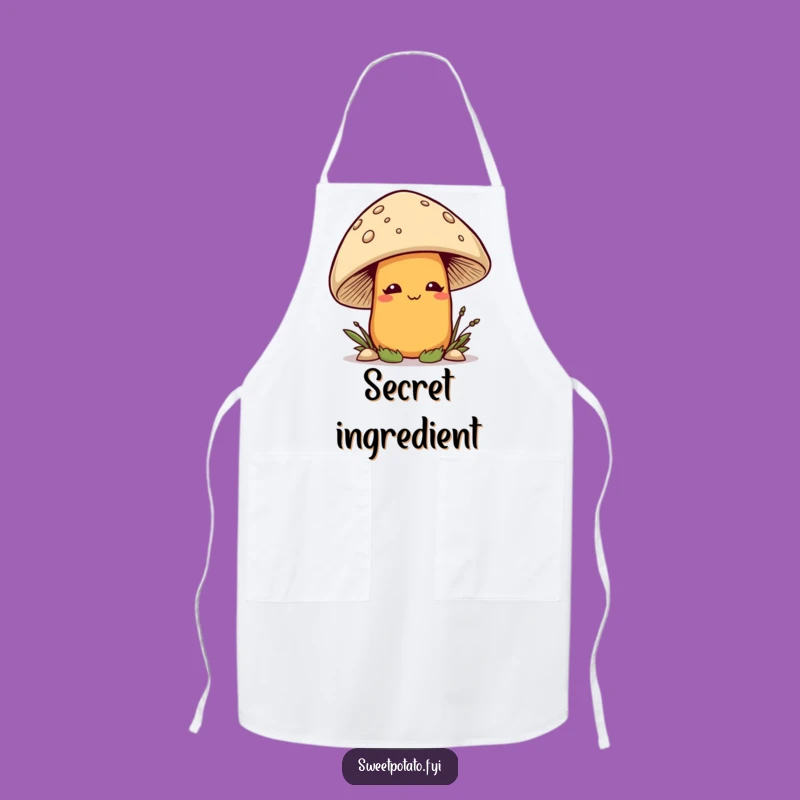 Funny Smirking Sweet Potato Mushroom Apron - Whimsical Kitchen Wear for Playful Cooks
