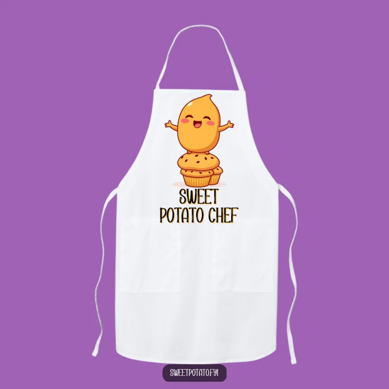 Funny Sweet Potato Apron: Balance Your Recipes with Laughing Character Fun
