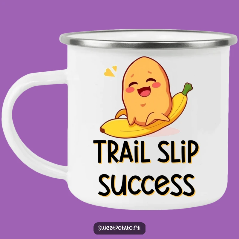 Funny Falling Potato Camping Mug: Hilarious Outdoor Laughs with a Slipping Veggie