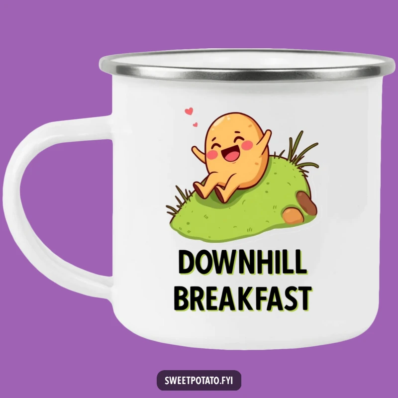 Funny Giggling Sweet Potato Hill Slide Camping Mug - Durable & Hilarious Outdoor Drinkware