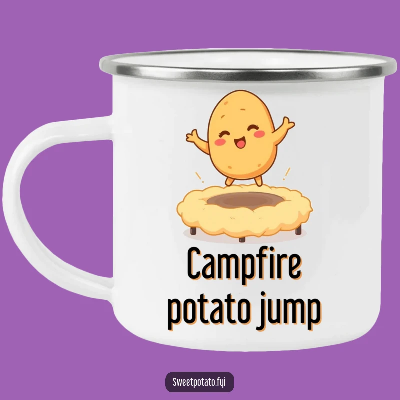 Funny Sweet Potato Bounce Camping Mug: Adventure Character Fun, Outdoor Gift