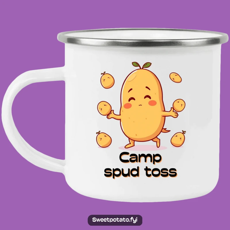 Funny Sweet Potato Juggling Camping Mug - Rugged Humorous Gift for Outdoors