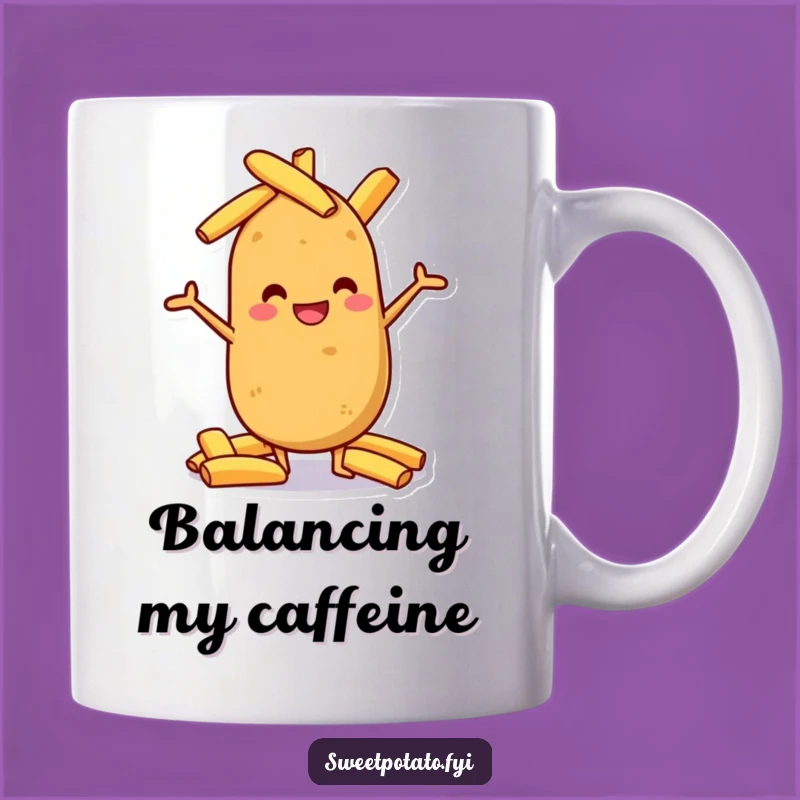Funny Potato Wedge Mug: Grinning Spud Balance Champ Gift