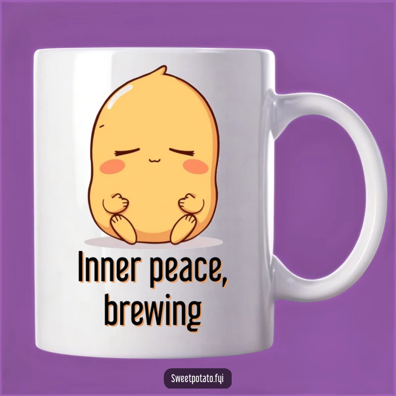 Funny Meditating Sweet Potato Mug: Peaceful Character, Zen Funny Gift Idea