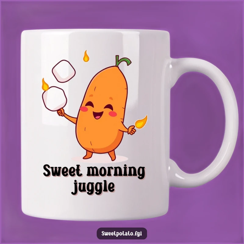 Funny Sweet Potato Marshmallow Juggler Mug - Mischievous Treat Gift