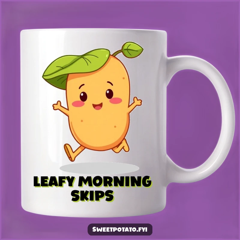 Funny Sweet Potato Skipping Mug - Leaf Hat Fun, Joyful Spud Gift!