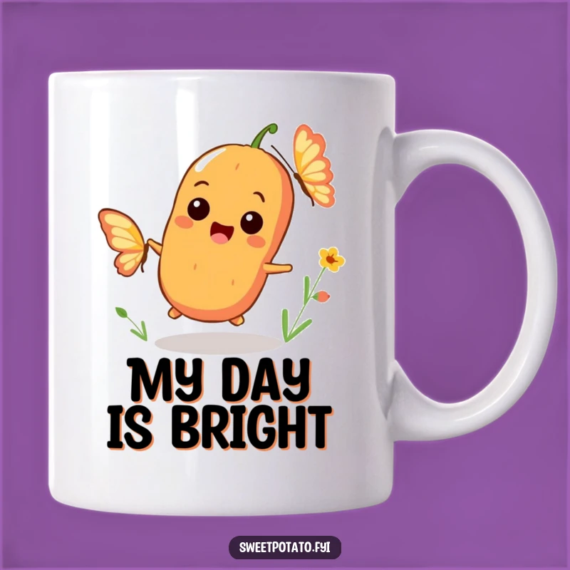 Funny Playful Sweet Potato Mug: Butterfly Chase Fun, Perfect Funny Gift!