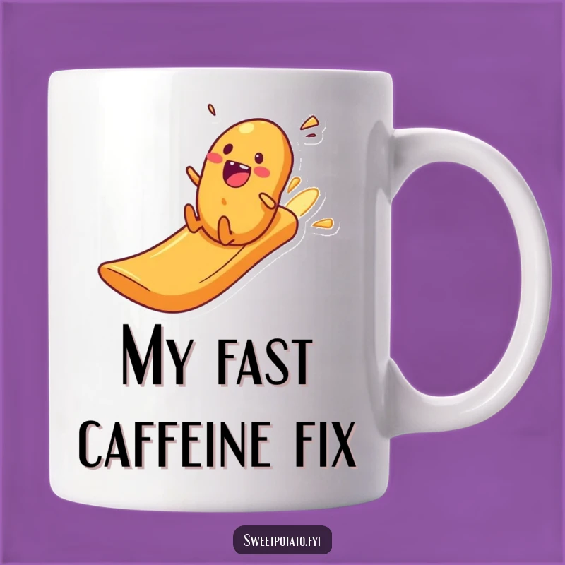 Funny Crisp Slide Mug: Excited Spud Thrill Seeker Gift