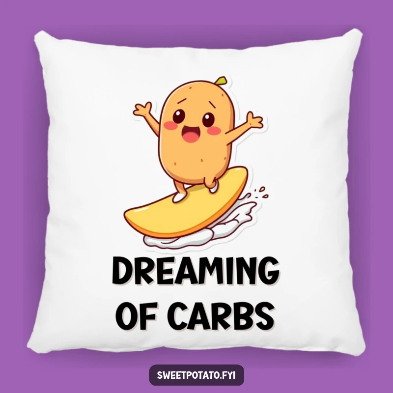 Funny Sweet Potato Surfing Chip Pillow - Soft Humorous Gift for Cozy Laughs