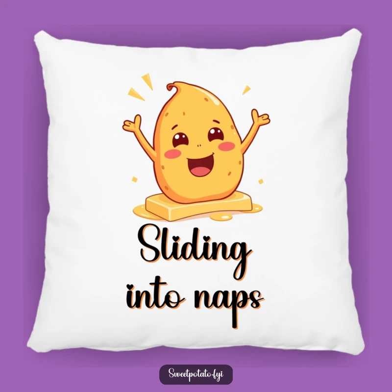 Funny Excited Sweet Potato Butter Slide Pillow – Comfy & Playful Decor Gift
