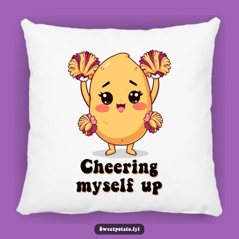 Funny Sweet Potato Cheerleader Pillow: Soft Determined Character, Comfy Funny Gift