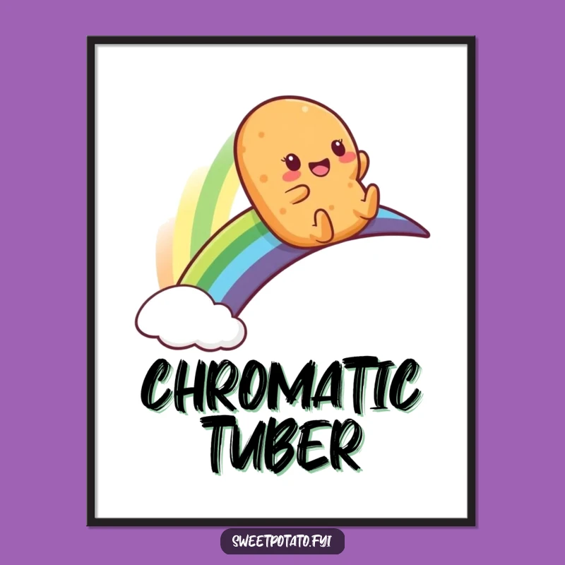 Funny Sweet Potato Rainbow Slide Digital Print - Instant Joyful Wall Art