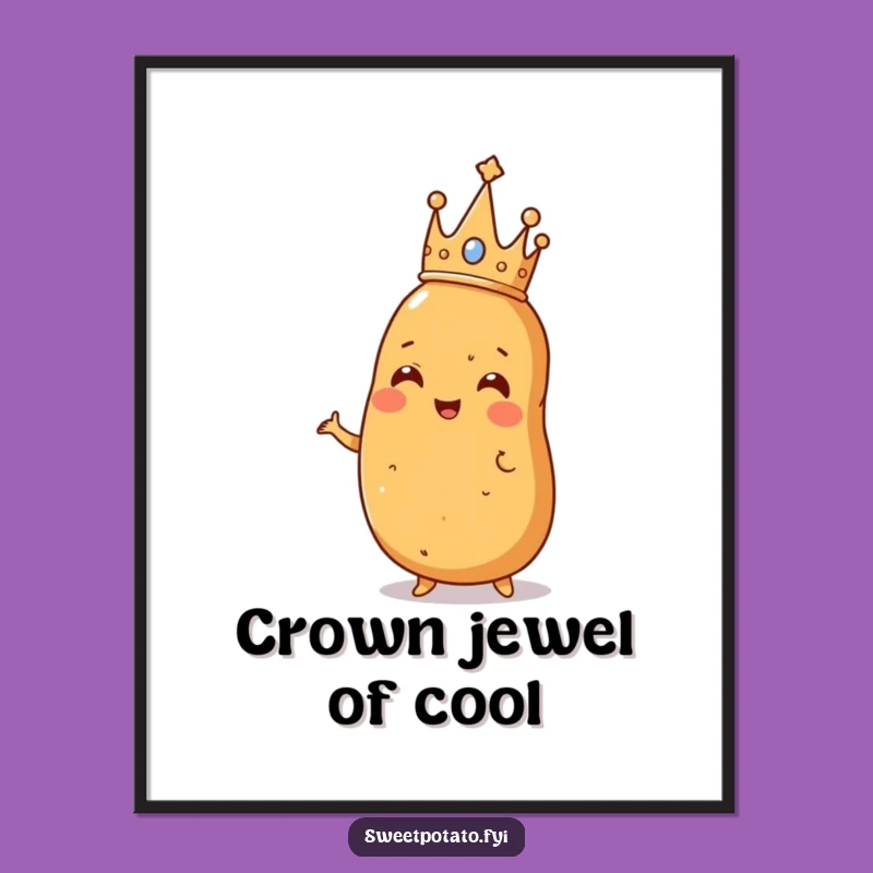 Funny Regal Sweet Potato Digital Art: Printable Crowned Spud!