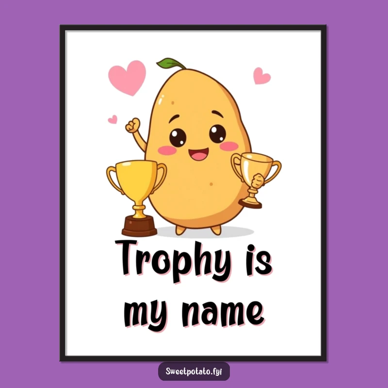 Funny Champion Sweet Potato Digital Art: Printable Victory!