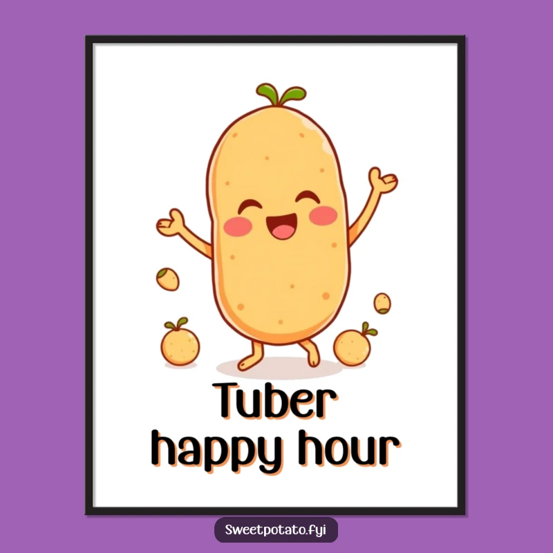 Funny Dancing Sweet Potato Digital Art - Instant Spud Party Decor Gift