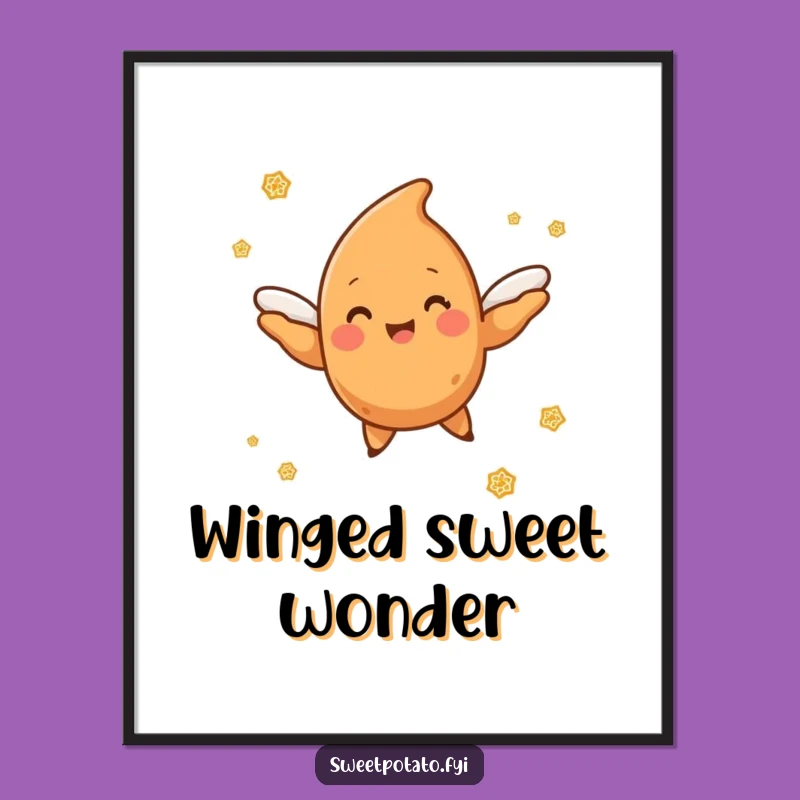 Funny Flying Sweet Potato Digital Art: Instant Whimsy for Your Walls