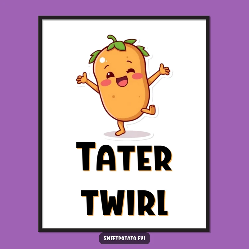 Funny Sweet Potato Digital Art: Cartwheel Joy, Instant Decor, Humorous Gift