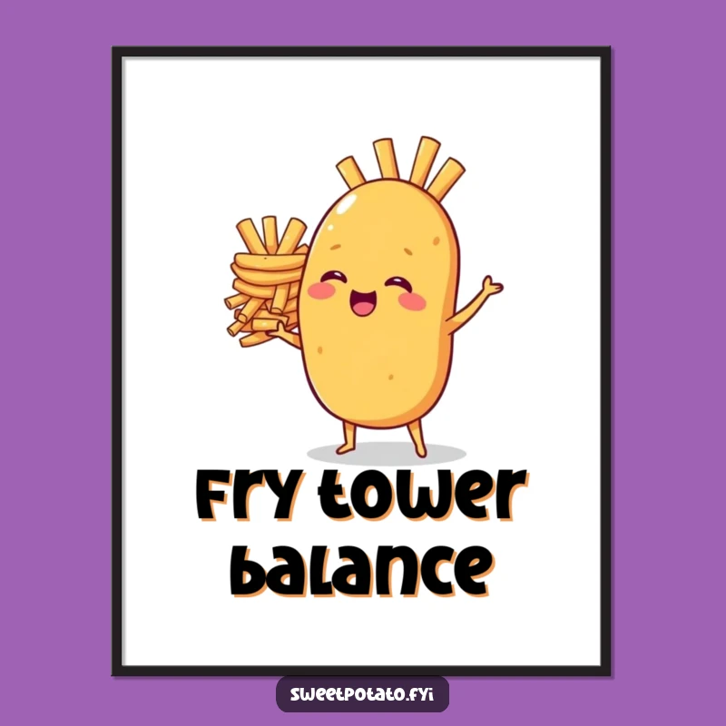 Funny Sweet Potato Fries Stack Digital Art - Instant Humorous Print