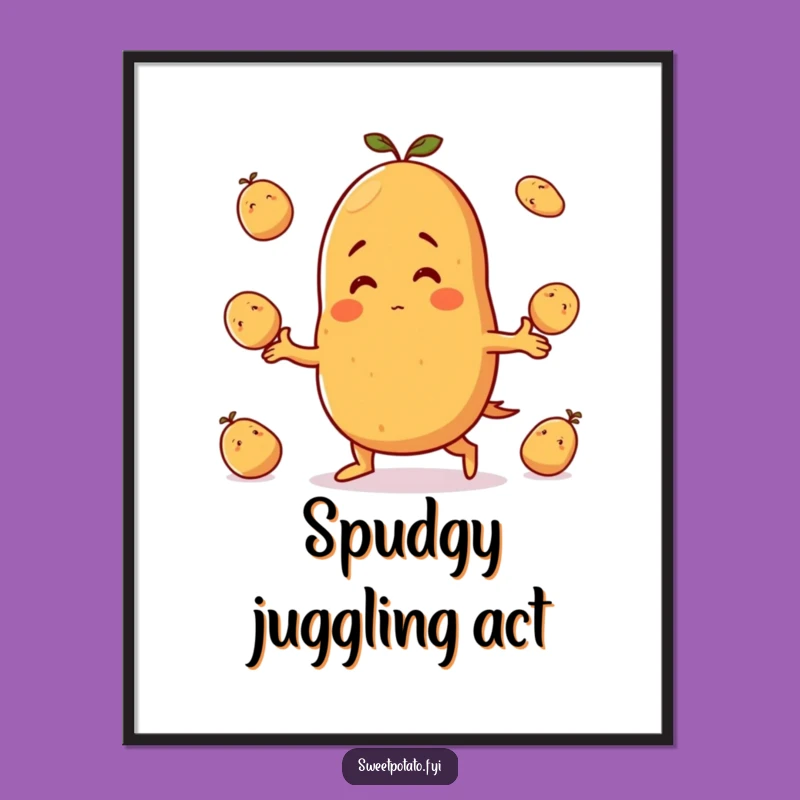 Funny Sweet Potato Juggling Digital Art - Instant Humorous Print
