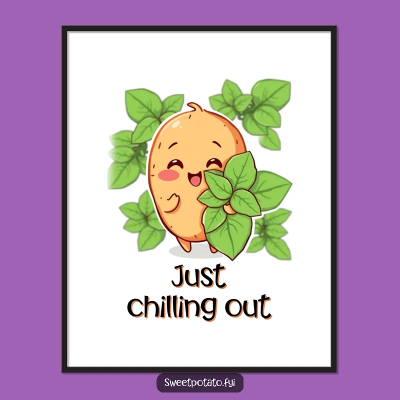 Funny Sweet Potato Mint Leaf Digital Art: Instant Coolness, The Perfect Funny Gift