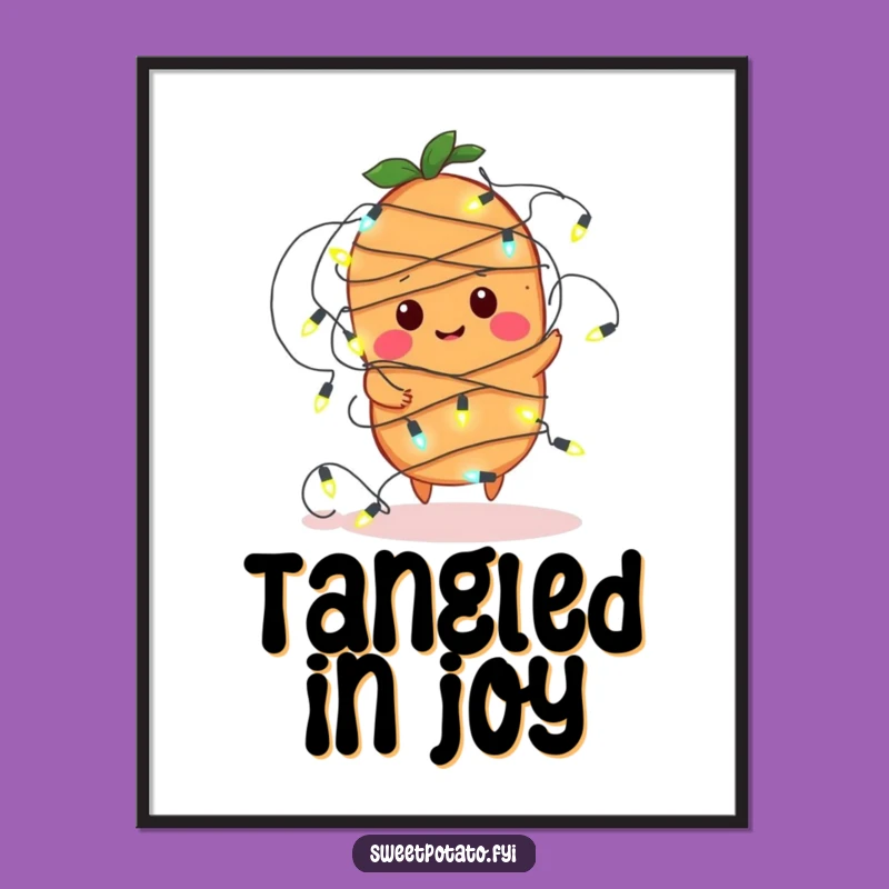 Funny Sweet Potato Lights Digital Art: Printable Tangled Spud Scene, Fun Funny Gift