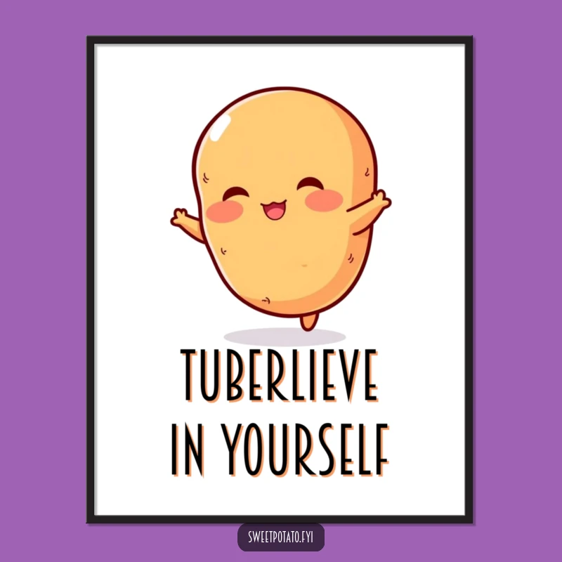 Funny Sweet Potato Jump Digital Art: Printable Spud Joy!