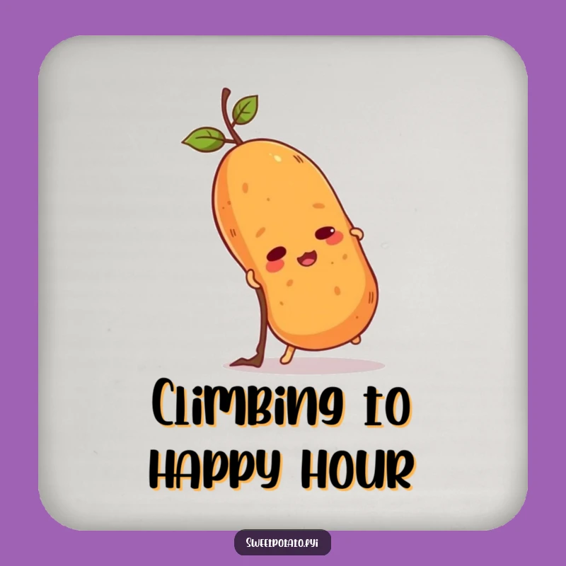 Funny Sweet Potato Climb Coaster: Determined Spud Ascending Twig, Gift Set