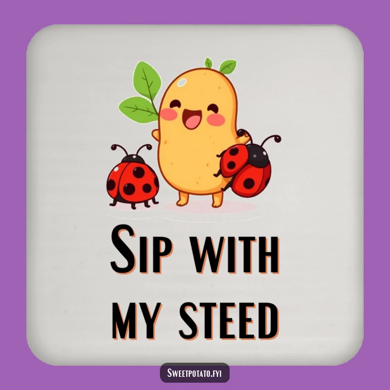 Funny Sweet Potato Coaster: Ladybug Ride, Table Protection, Humorous Gift