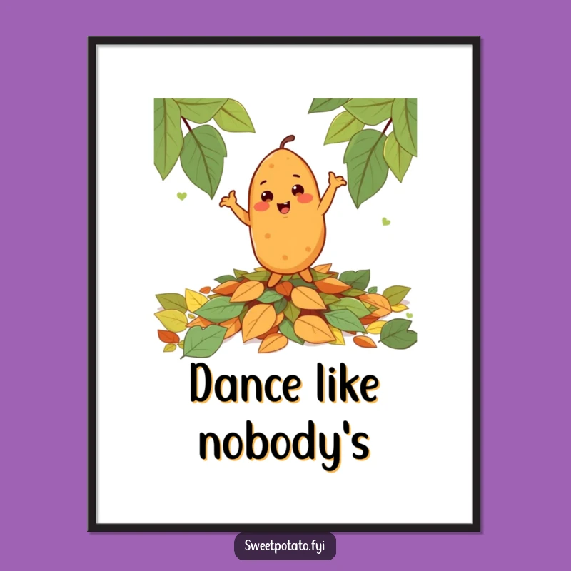 Funny Cheerful Sweet Potato Dance Poster - Vibrant Wall Art for a Joyful Home