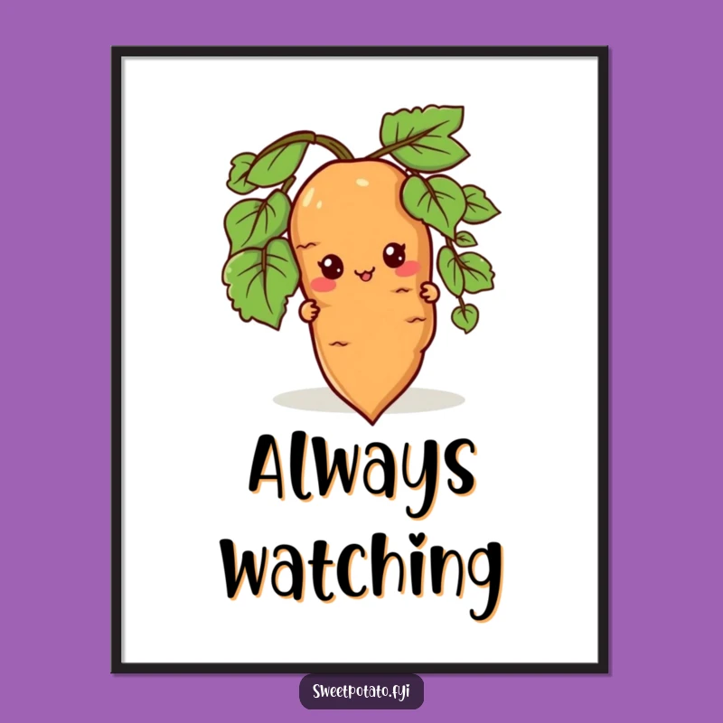 Funny Peeking Sweet Potato Poster - Playful Wall Art for a Curious Space!
