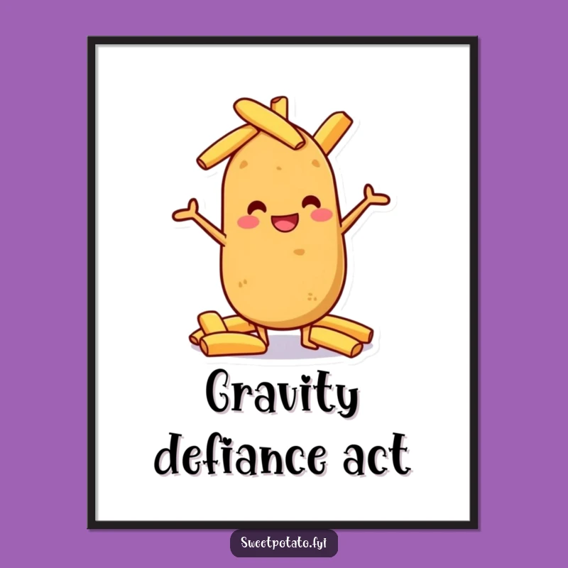 Funny Potato Wedge Poster: Grinning Spud Balance Art, Hilarious Decor Gift
