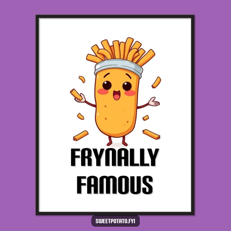 Funny Surprised Sweet Potato Fries Juggling Poster – Whimsical Wall Art Gift