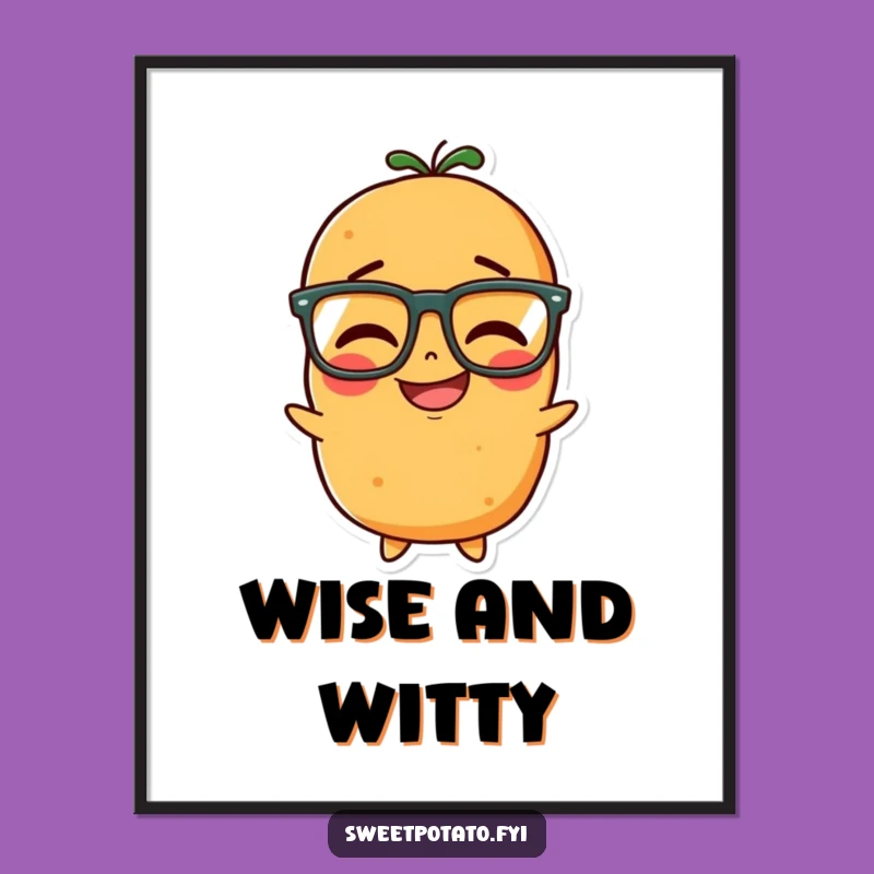 Funny Sweet Potato Giggles Poster - Smart Spud Art, Glasses Wall Gift!