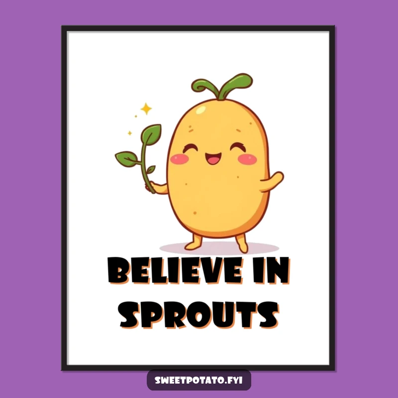 Funny Sweet Potato Magic Poster - Vibrant Illusion Vegetable Art Gift