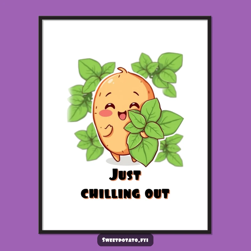 Funny Sweet Potato Mint Leaf Poster: Refreshing Art, The Perfect Funny Gift