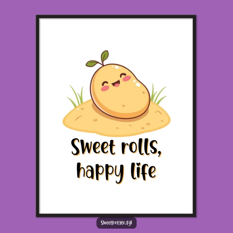 Funny Sweet Potato Poster - Whimsical Cartoon Art for a Cheerful Space