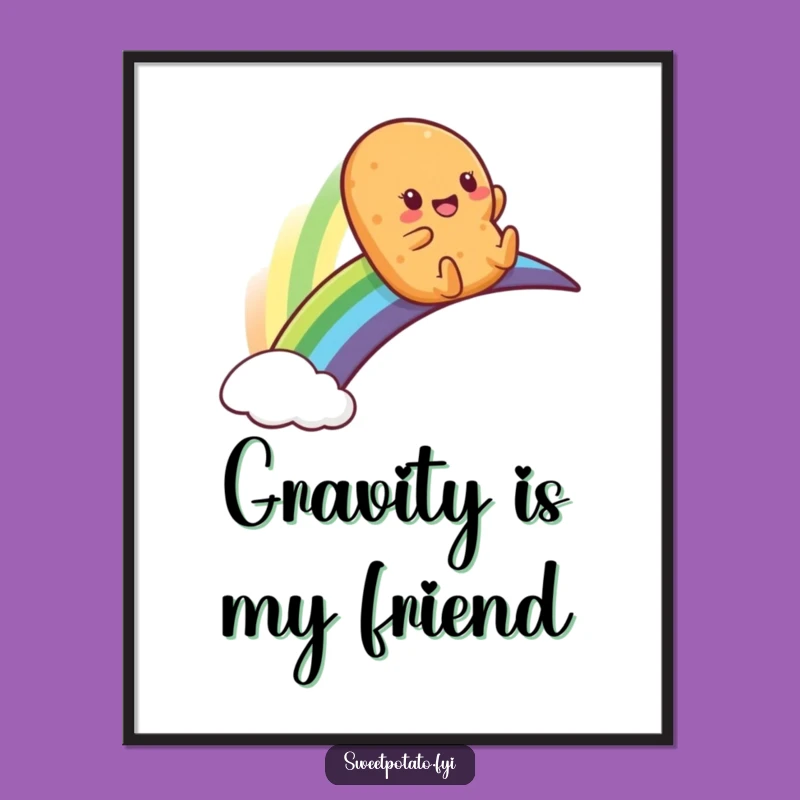 Funny Sweet Potato Rainbow Slide Poster - Whimsical Wall Art for Laughter