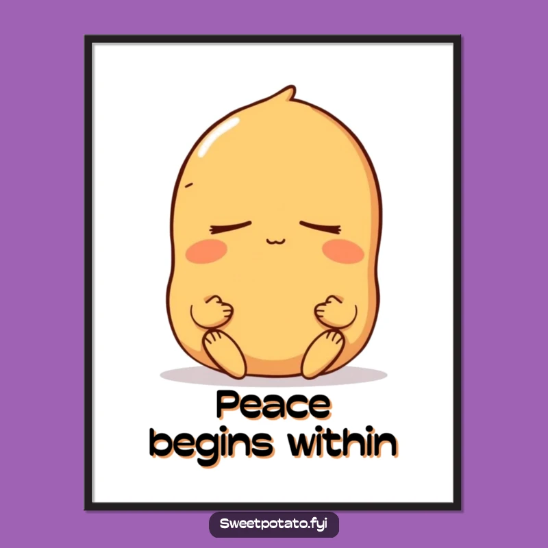 Funny Meditating Sweet Potato Poster: Vibrant Peaceful Character, Artful Funny Gift