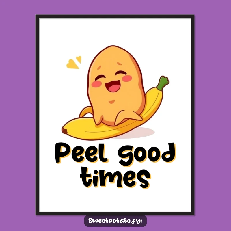 Funny Slipping Sweet Potato Poster: Hilarious Wall Art for Comedy and Veggie Fans