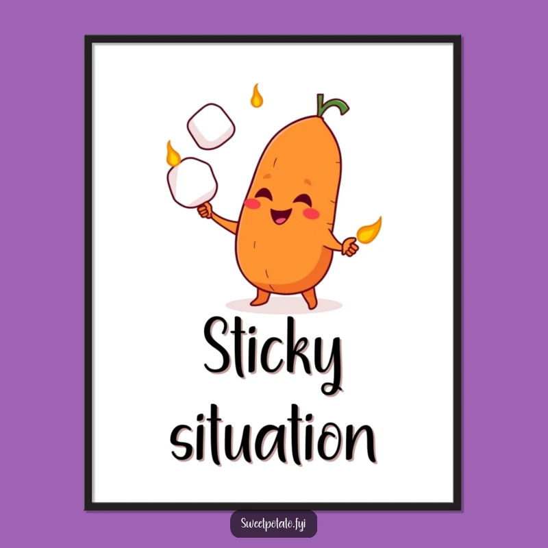 Funny Sweet Potato Marshmallow Juggler Poster - Quirky Wall Art
