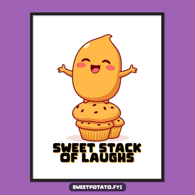 Funny Sweet Potato Art Print: Balancing Character Fun for Whimsical Decor