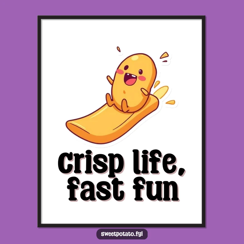 Free Printable Funny Wall Art: Sweet Potato's Crisp Slide Thrill!