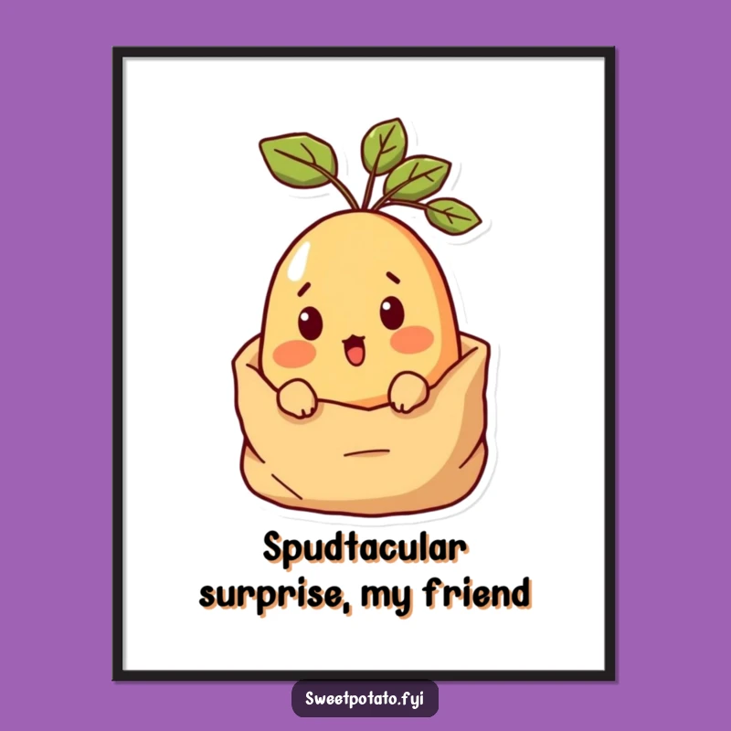 Free Printable Sweet Potato Surprise Wall Art: Peeking Out Fun Download