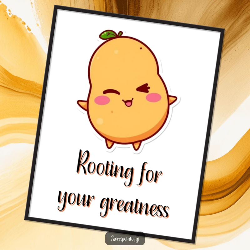 Funny Free Printable Wall Art: A mischievous sweet potato character winks, offering a playful and humorous artistic statement.