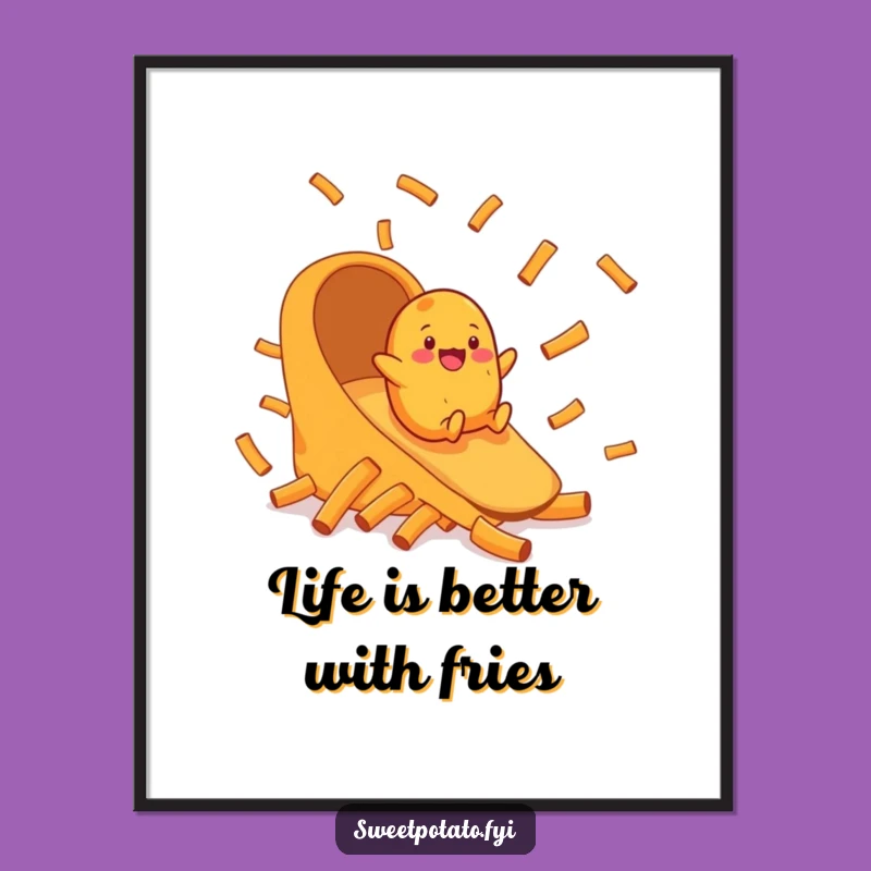 Funny Free Printable Sweet Potato Fries Slide Wall Art - Downloadable Decor