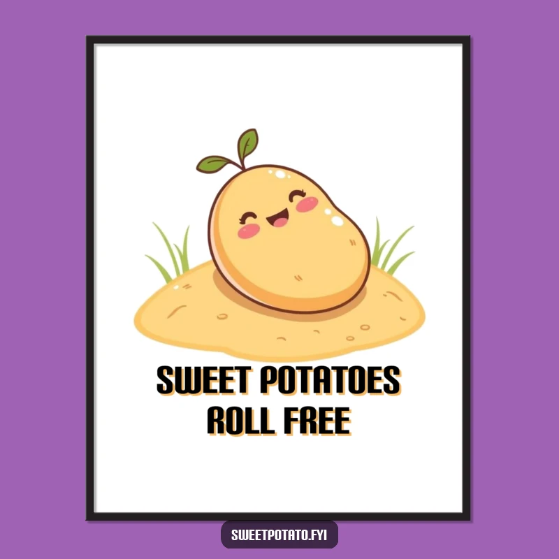 Funny Free Printable Wall Art: Sweet Potato Roll Adventure, Quirky Downloadable Decor