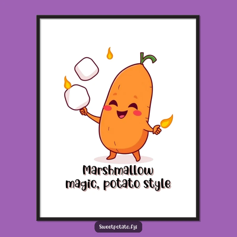Funny Free Printable Sweet Potato Marshmallow Juggling Wall Art - Downloadable Decor