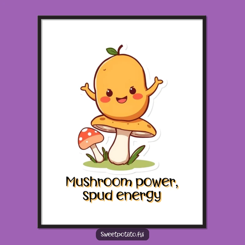 Funny Free Printable Wall Art: Bouncing Sweet Potato Mushroom Decor Downloadable